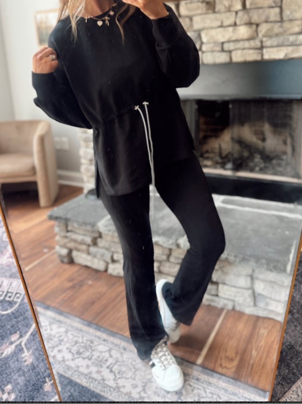 Boutique Black Cinch waist active top